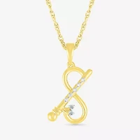 Krishna Flute Womens Diamond Accent Natural White Diamond 14K Gold 18 Inch Pendant Necklace