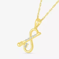 Krishna Flute Womens Diamond Accent Natural White Diamond 14K Gold 18 Inch Pendant Necklace