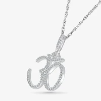 Ohm Symbol Womens 1/4 CT. T.W. Natural White Diamond 14K White Gold 18 Inch Pendant Necklace