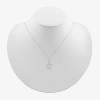 Ohm Symbol Womens 1/5 CT. Natural White Diamond 14K White Gold 18 Inch Pendant Necklace