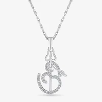 Ohm Symbol Womens 1/5 CT. Natural White Diamond 14K White Gold 18 Inch Pendant Necklace