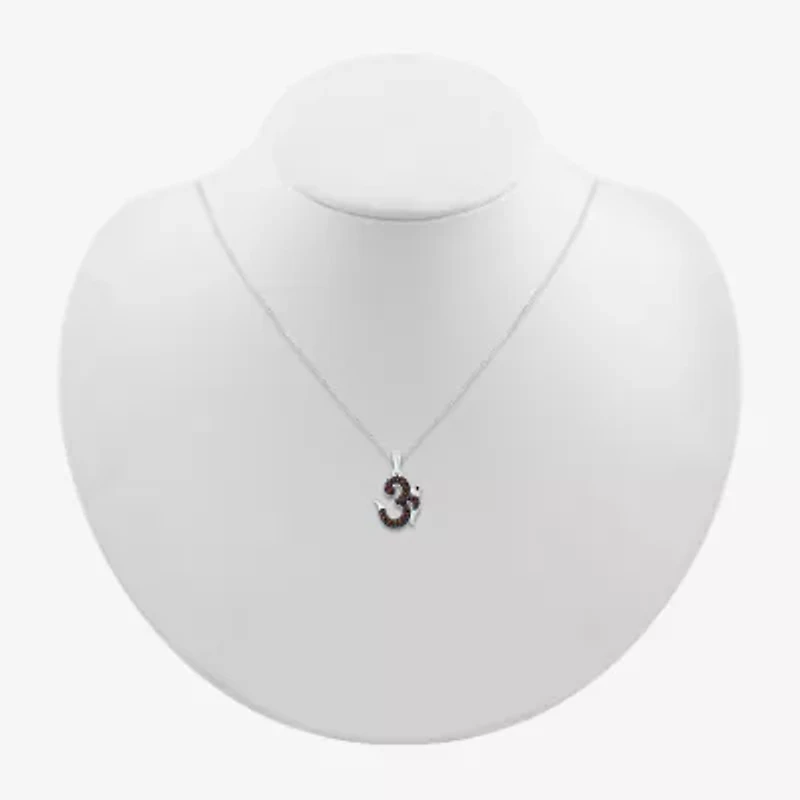 Ohm Symbol Womens 1/6 CT. T.W. Natural Champagne Diamond 14K White Gold 18 Inch Pendant Necklace
