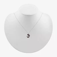 Ohm Symbol Womens 1/6 CT. T.W. Natural Champagne Diamond 14K White Gold 18 Inch Pendant Necklace