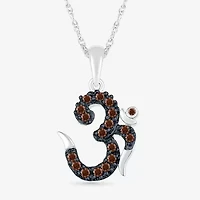 Ohm Symbol Womens 1/6 CT. T.W. Natural Champagne Diamond 14K White Gold 18 Inch Pendant Necklace
