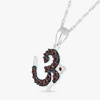 Ohm Symbol Womens 1/6 CT. T.W. Natural Champagne Diamond 14K White Gold 18 Inch Pendant Necklace