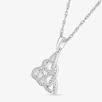 Trinity Knot Womens 1/5 CT. Natural White Diamond 14K White Gold Knot Triangle 18 Inch Pendant Necklace