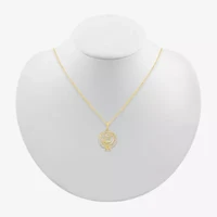 Khanda Womens 1/8 CT. T.W. Natural White Diamond 14K Gold 18 Inch Pendant Necklace