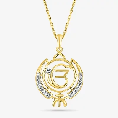 Khanda Womens 1/8 CT. T.W. Natural White Diamond 14K Gold 18 Inch Pendant Necklace
