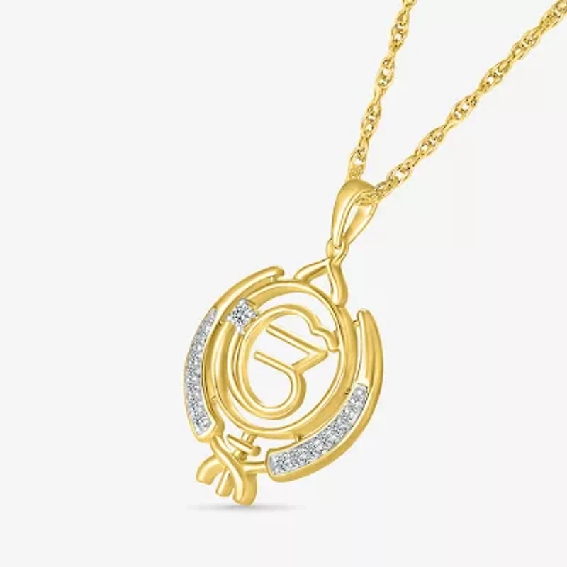 Khanda Womens 1/8 CT. T.W. Natural White Diamond 14K Gold 18 Inch Pendant Necklace