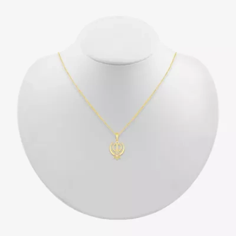 Khanda Womens Diamond Accent Natural White Diamond 14K Gold 18 Inch Pendant Necklace