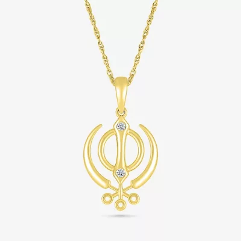 Khanda Womens Diamond Accent Natural White Diamond 14K Gold 18 Inch Pendant Necklace
