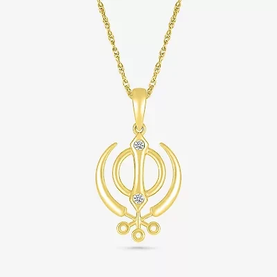 Khanda Womens Diamond Accent Natural White Diamond 14K Gold 18 Inch Pendant Necklace