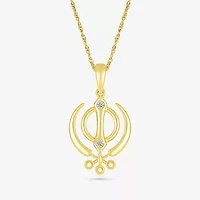 Khanda Womens Diamond Accent Natural White Diamond 14K Gold 18 Inch Pendant Necklace
