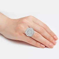 Womens 4 CT. T.W. Natural White Diamond 10K White Gold Cushion Side Stone Engagement Ring
