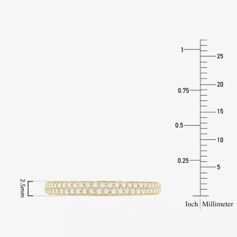Micro Pave Womens 2MM 1/4 CT. T.W. Natural White Diamond 10K Gold Anniversary Wedding Band