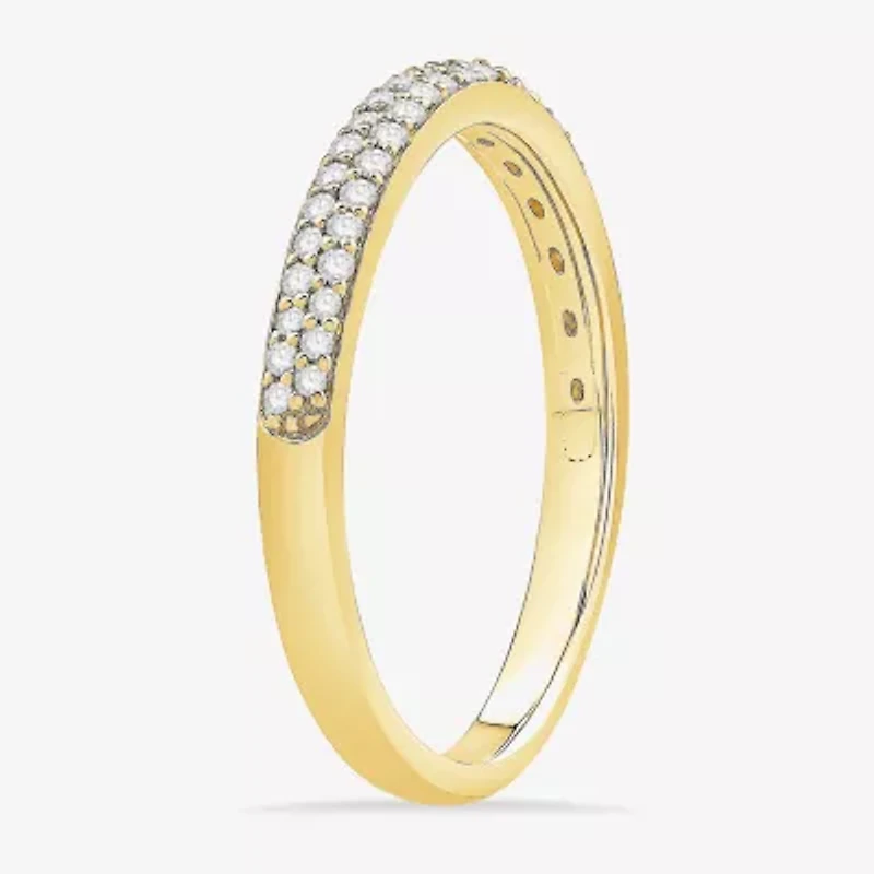 Micro Pave Womens 2MM 1/4 CT. T.W. Natural White Diamond 10K Gold Anniversary Wedding Band