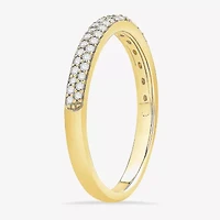 Micro Pave Womens 2MM 1/4 CT. T.W. Natural White Diamond 10K Gold Anniversary Wedding Band