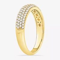 Micro Pave Womens 4MM 1/2 CT. T.W. Natural White Diamond 10K White Gold Anniversary Wedding Band