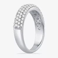 Micro Pave Womens 4MM 1 CT. T.W. Natural White Diamond 10K White Gold Anniversary Wedding Band