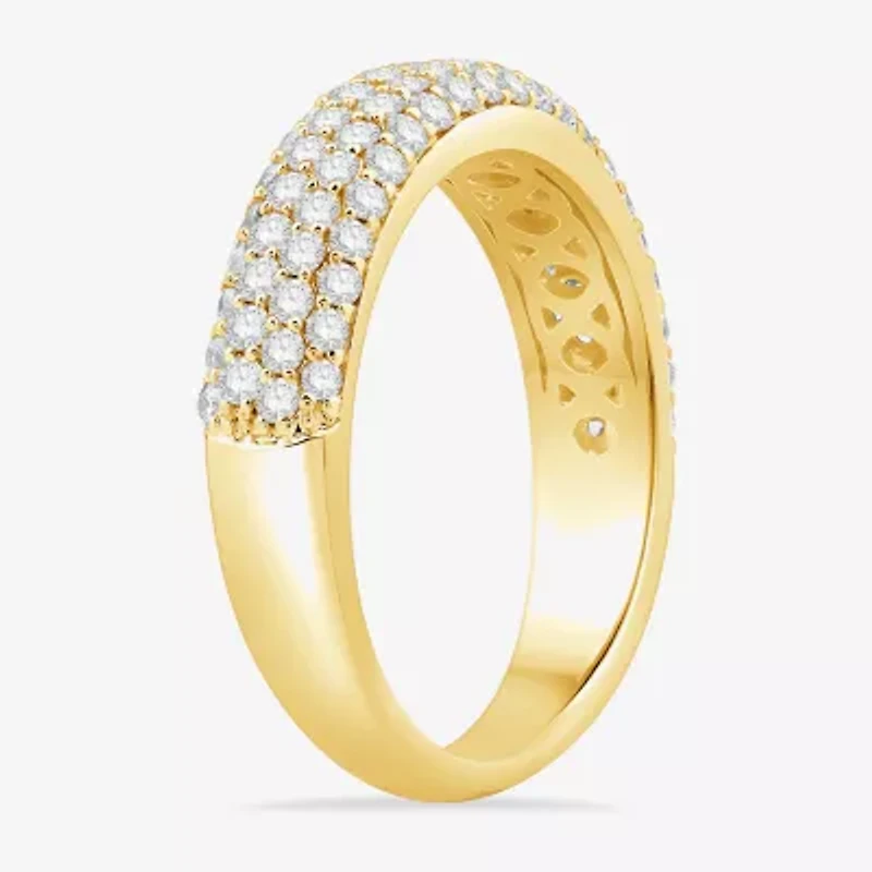 Micro Pave Womens 4MM 1 CT. T.W. Natural White Diamond 10K Gold Anniversary Wedding Band
