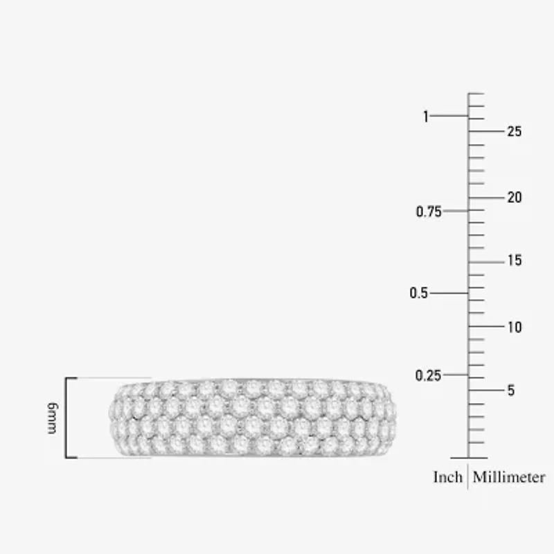 Micro Pave Womens 5.5MM 1 1/2 CT. T.W. Natural White Diamond 10K White Gold Anniversary Wedding Band