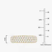 Micro Pave Womens 5.5MM 1 1/2 CT. T.W. Natural White Diamond 10K White Gold Anniversary Wedding Band