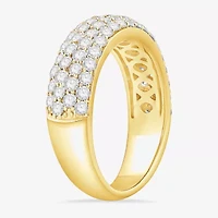 Micro Pave Womens 5.5MM 1 1/2 CT. T.W. Natural White Diamond 10K White Gold Anniversary Wedding Band