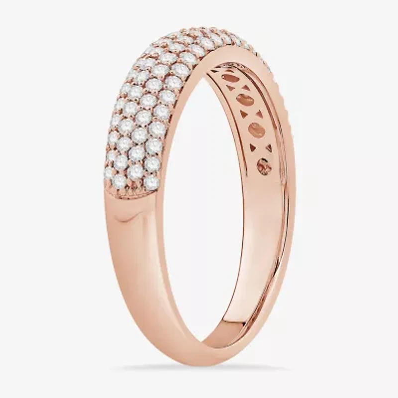 Micro Pave Womens 4MM 1/ CT. T.W. Natural White Diamond 10K Rose Gold Anniversary Wedding Band