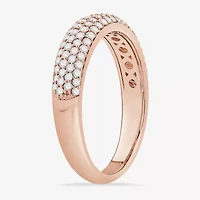 Micro Pave Womens 4MM 1/ CT. T.W. Natural White Diamond 10K Rose Gold Anniversary Wedding Band