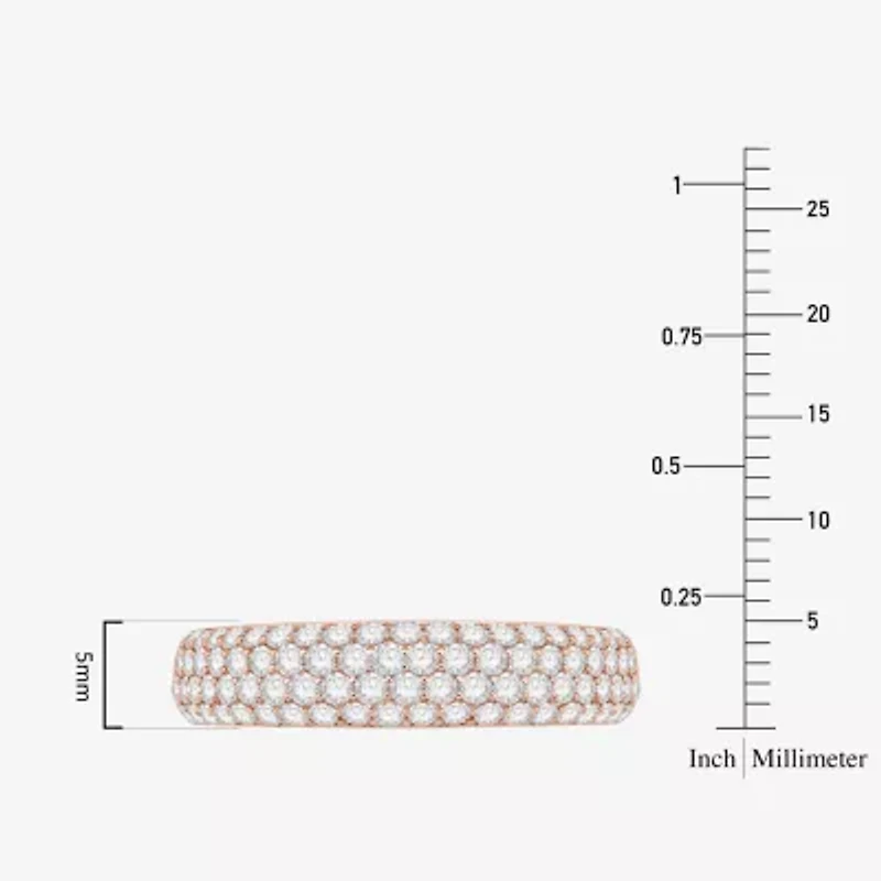 Micro Pave Womens 4MM 1 CT. T.W. Natural White Diamond 10K Rose Gold Anniversary Wedding Band
