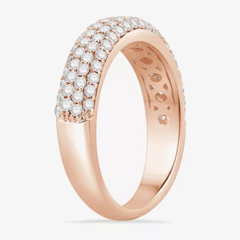Micro Pave Womens 4MM 1 CT. T.W. Natural White Diamond 10K Rose Gold Anniversary Wedding Band