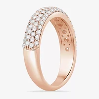 Micro Pave Womens 4MM 1 CT. T.W. Natural White Diamond 10K Rose Gold Anniversary Wedding Band
