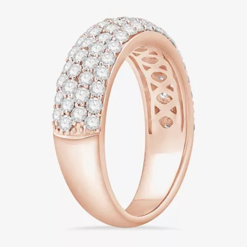 Micro Pave Womens 5.5MM 1 1/2 CT. T.W. Genuine White Diamond 10K Gold Anniversary Wedding Band