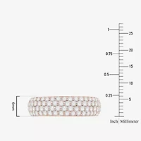 Micro Pave Womens 5.5MM 1 1/2 CT. T.W. Natural White Diamond 10K Rose Gold Anniversary Wedding Band