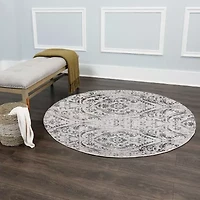 Nicole Miller Patio Sofia Juniper Damask Loomed Round Indoor Outdoor Area Rug