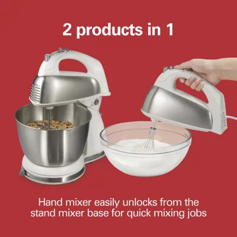 Hamilton Beach Classic Hand Stand Mixer with 4 Qt Stainless Steel Bowl