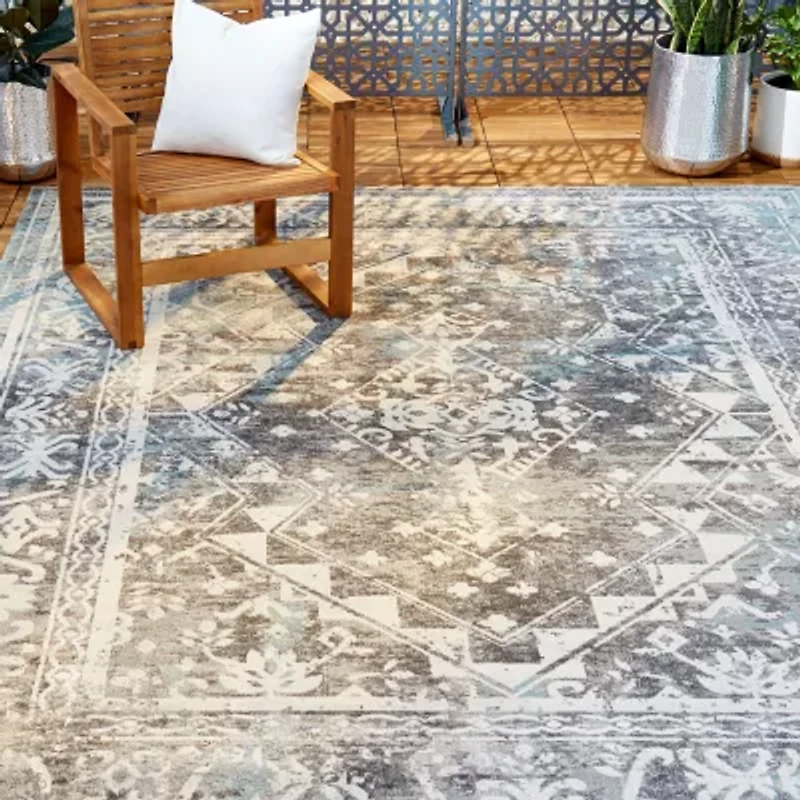 Nicole Miller Patio Sofia Ivy Border Loomed Rectangular Outdoor Area Rug