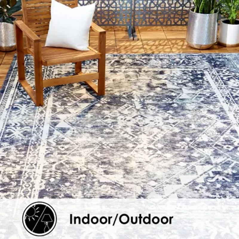Nicole Miller Patio Sofia Ivy Border Loomed Rectangular Outdoor Area Rug