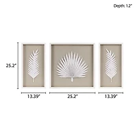 Madison Park Sabal Palm Rice Paper Shadow Box 3-pc. Wall Art Set