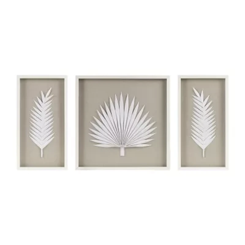 Madison Park Sabal Palm Rice Paper Shadow Box 3-pc. Wall Art Set