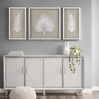 Madison Park Sabal Palm Rice Paper Shadow Box 3-pc. Wall Art Set