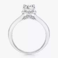 (I / I1) Womens 1 1/7 CT. T.W. Lab Grown White Diamond 10K Gold Round Halo Engagement Ring