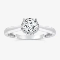 (I / I1) Womens 1 1/7 CT. T.W. Lab Grown White Diamond 10K Gold Round Halo Engagement Ring