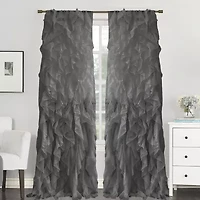 Sweet Home Collection Chic Voile Vertical Ruffled Rod Pocket Sheer Single Curtain Panel