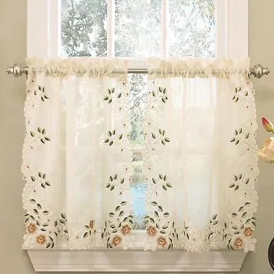 Sweet Home Collection Rosemary Linen Embroidered 2-pc. Rod Pocket Window Tier