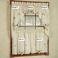 Sweet Home Collection Sunflower Cream Embroidered -pc. Rod Pocket Window Tier