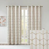 Intelligent Design Khloe Geometric Metallic Grommet Top Energy Saving 100% Blackout Set of 2 Curtain Panel