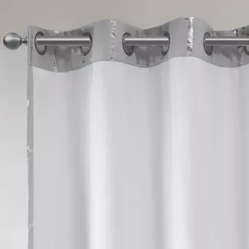Intelligent Design Khloe Geometric Metallic Grommet Top Energy Saving 100% Blackout Set of 2 Curtain Panel