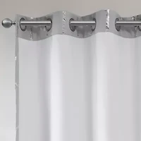 Intelligent Design Khloe Geometric Metallic Grommet Top Energy Saving 100% Blackout Set of 2 Curtain Panel
