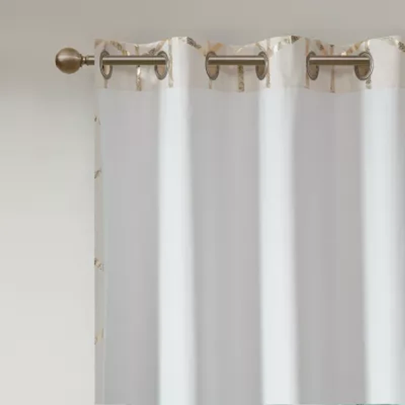 Intelligent Design Khloe Geometric Metallic Grommet Top Energy Saving 100% Blackout Set of 2 Curtain Panel